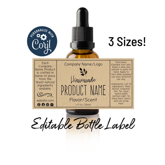 Natural and Sophisticated Bottle Label Template. Customize W/ - Etsy
