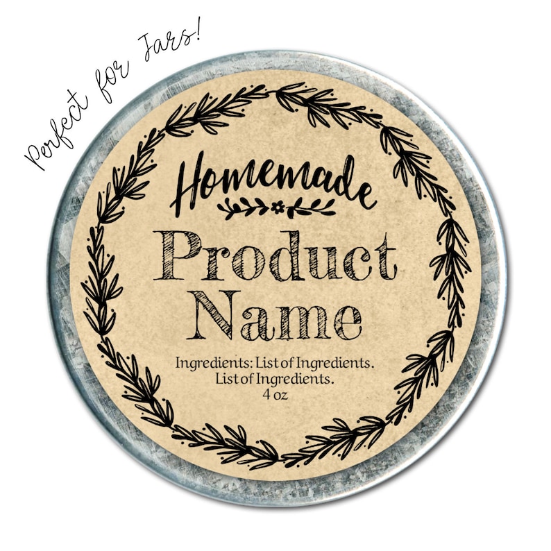 Round Homemade Label. Customizable Packaging Design for Etsy