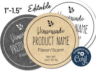 Mini Round Labels: Natural and Sophisticated Editable Label Template  (Digital Corjl Template)