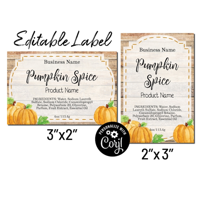 Pumpkin Label Editable Template. Customize Online. Download &amp; | Etsy