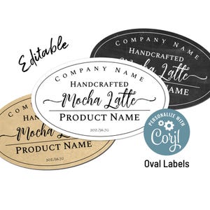 Editable Oval Labels for Jars, Bottles, Tins, Homemade Products, Canning Labels. Sticker Label Custom Template. Edit Online, Download Print.