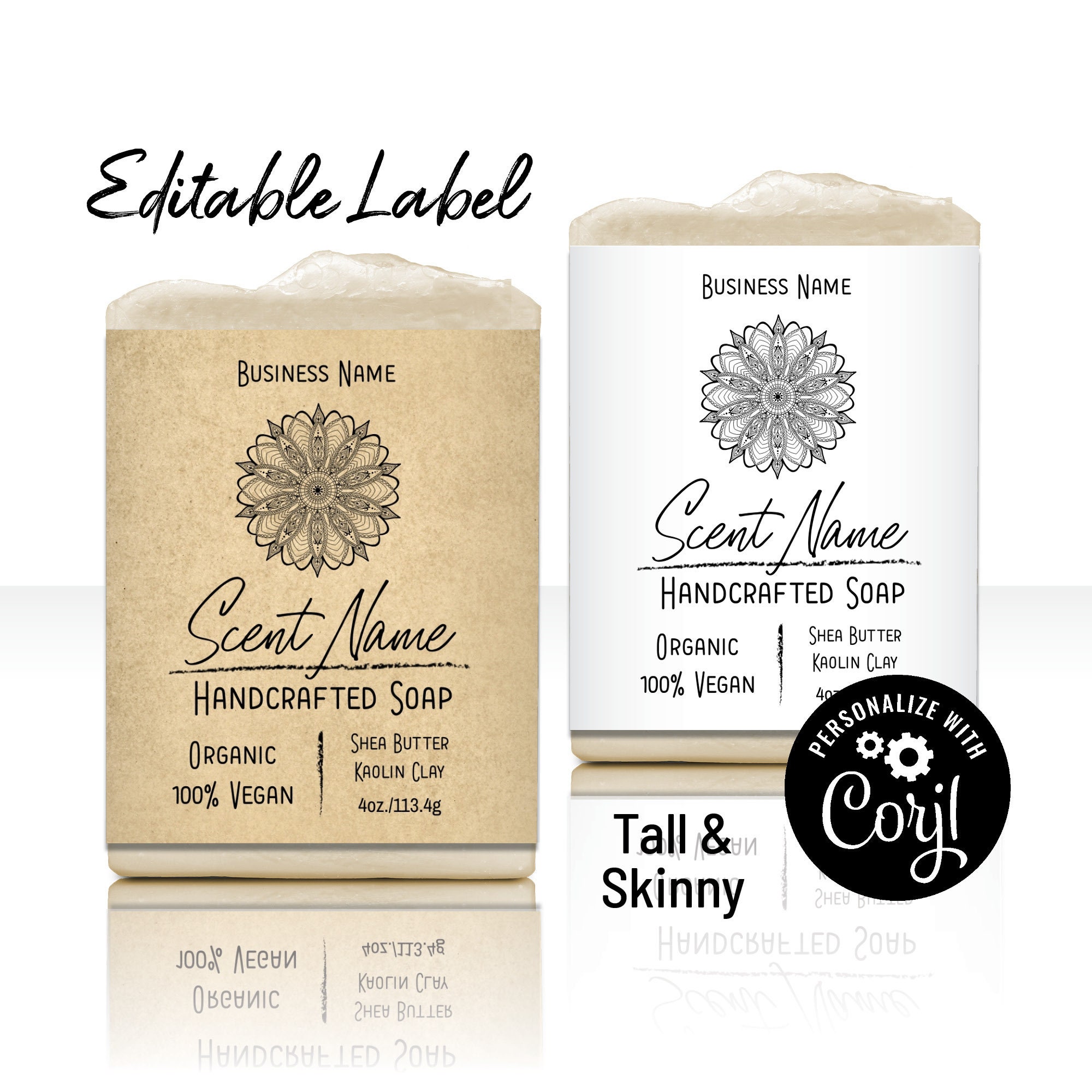 Editable Soap Label Template. Tall & Skinny Hand-drawn Design. Wrap Around Soap  Packaging. Customize, Personalize Online, Download and Print 