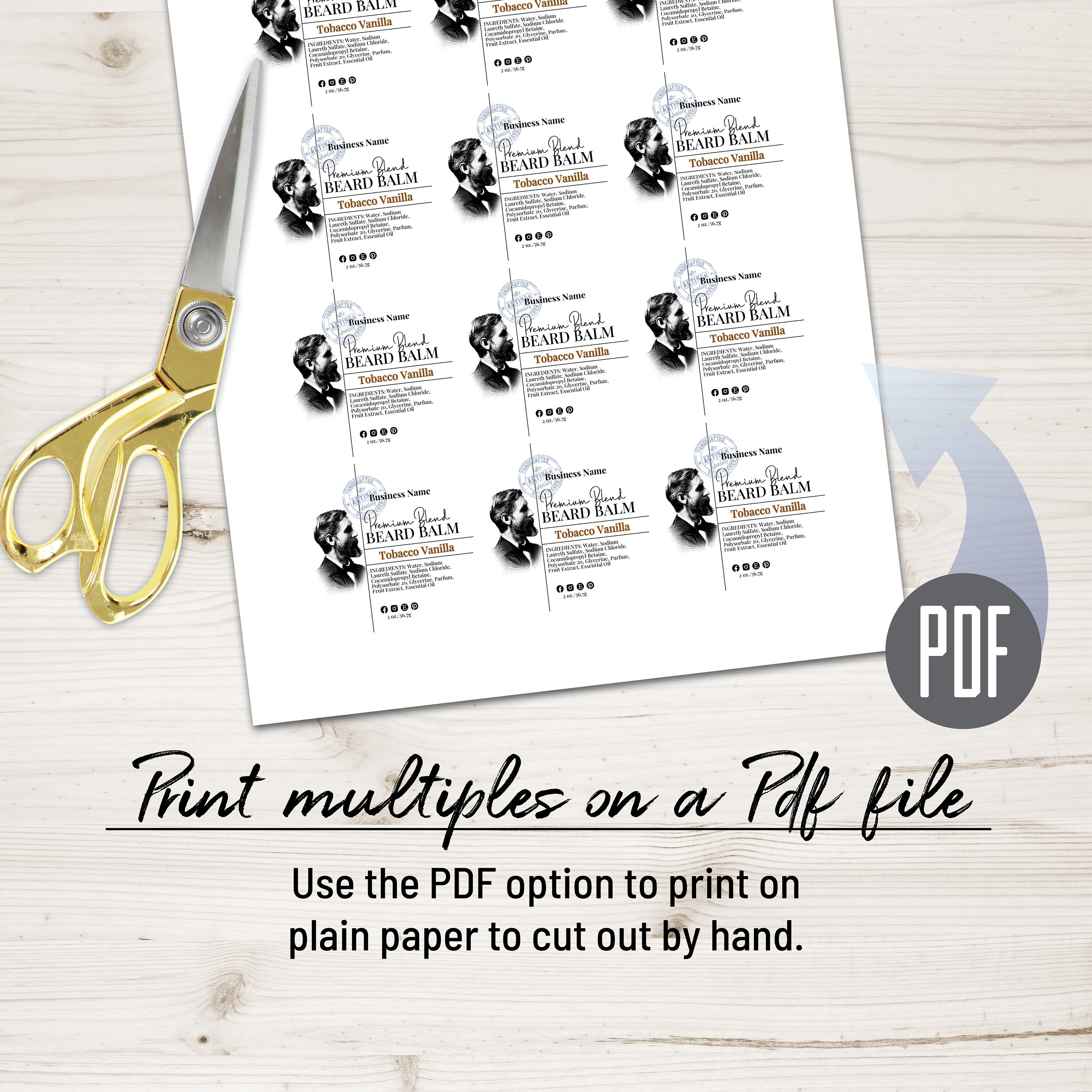 Editable Beard Balm Label Template With Bearded Man. Shaving - Etsy