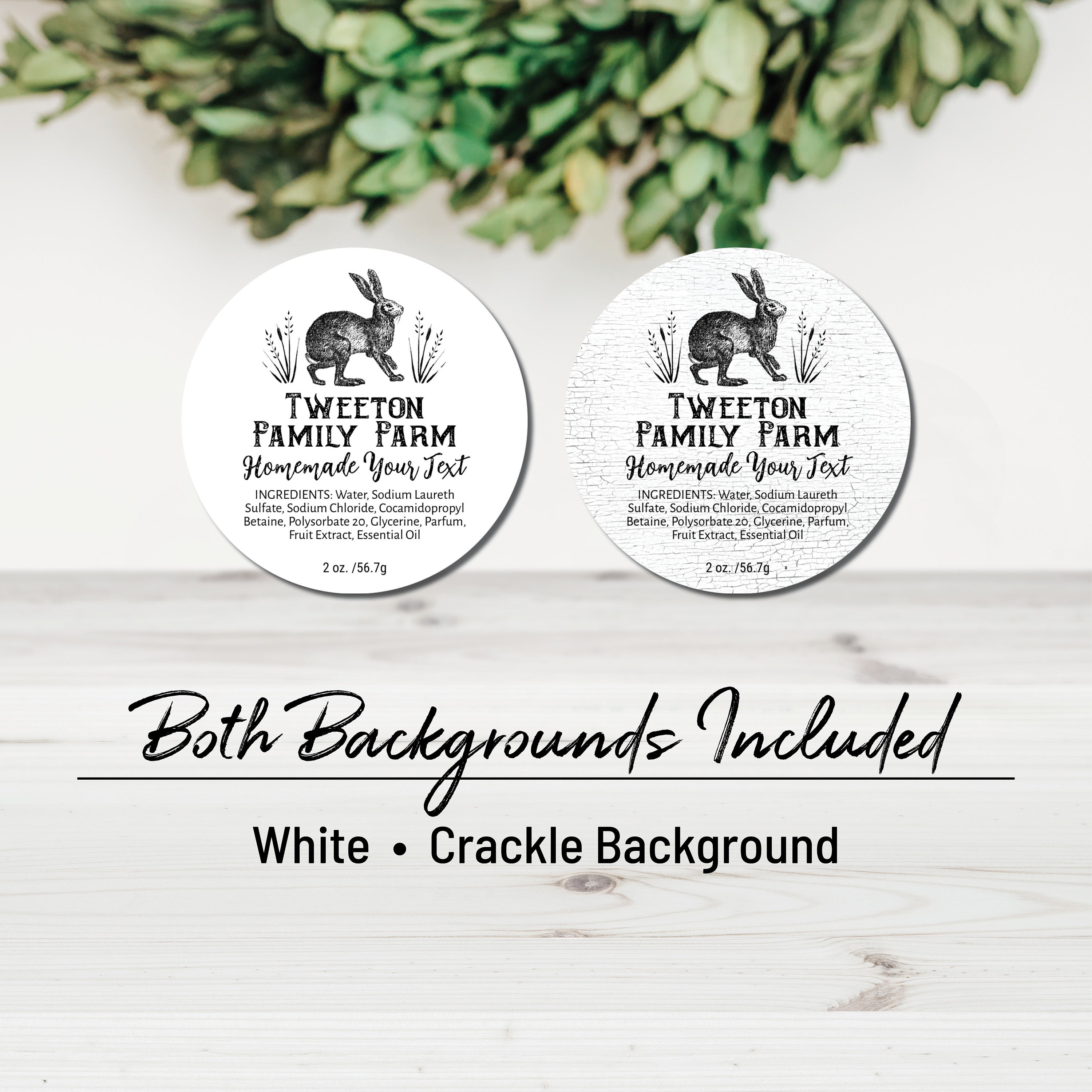 Vintage Bunny Rabbit Round Label. Edit Product Label Template Etsy