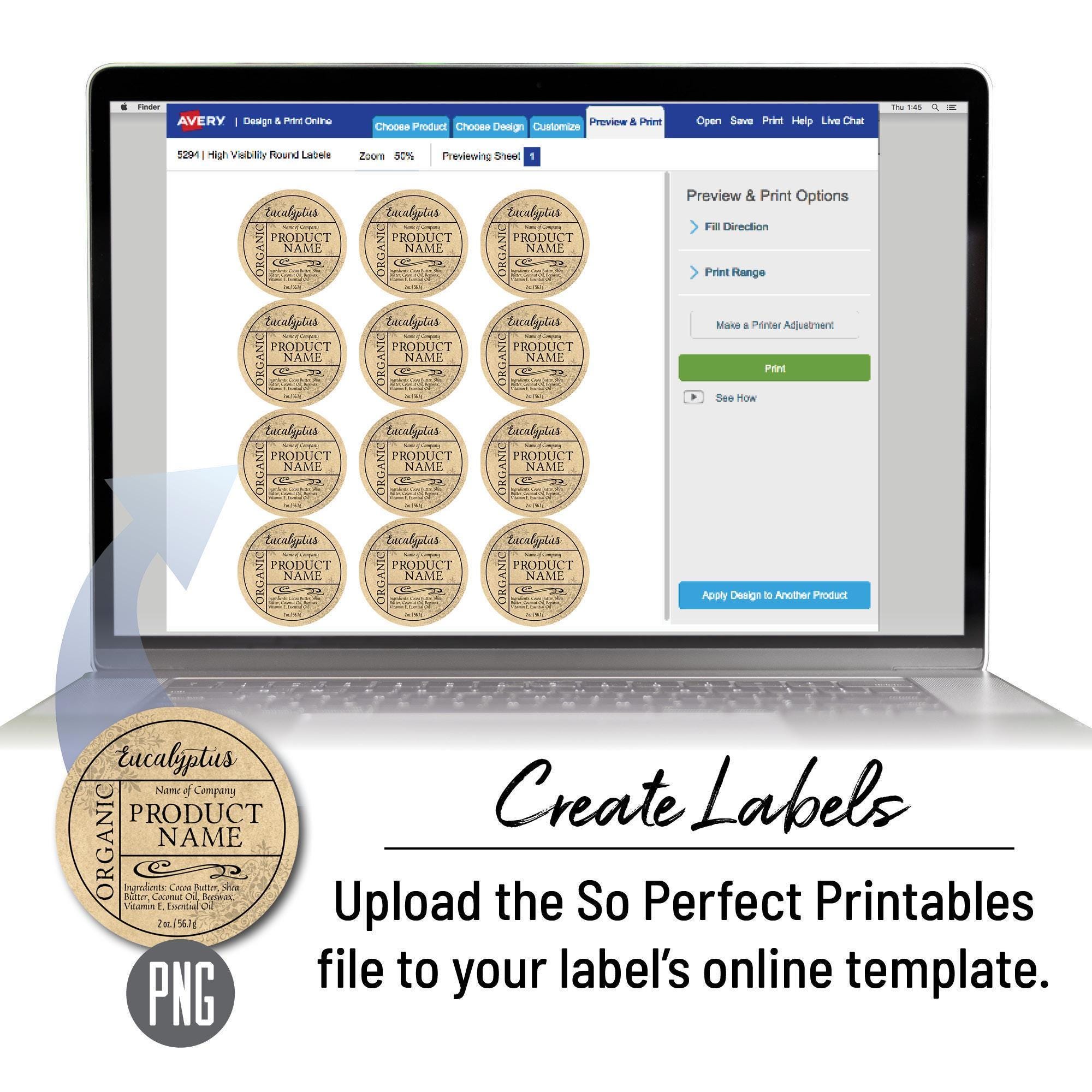 Editable Circle Label Template, Apothecary Custom Digital Product ...