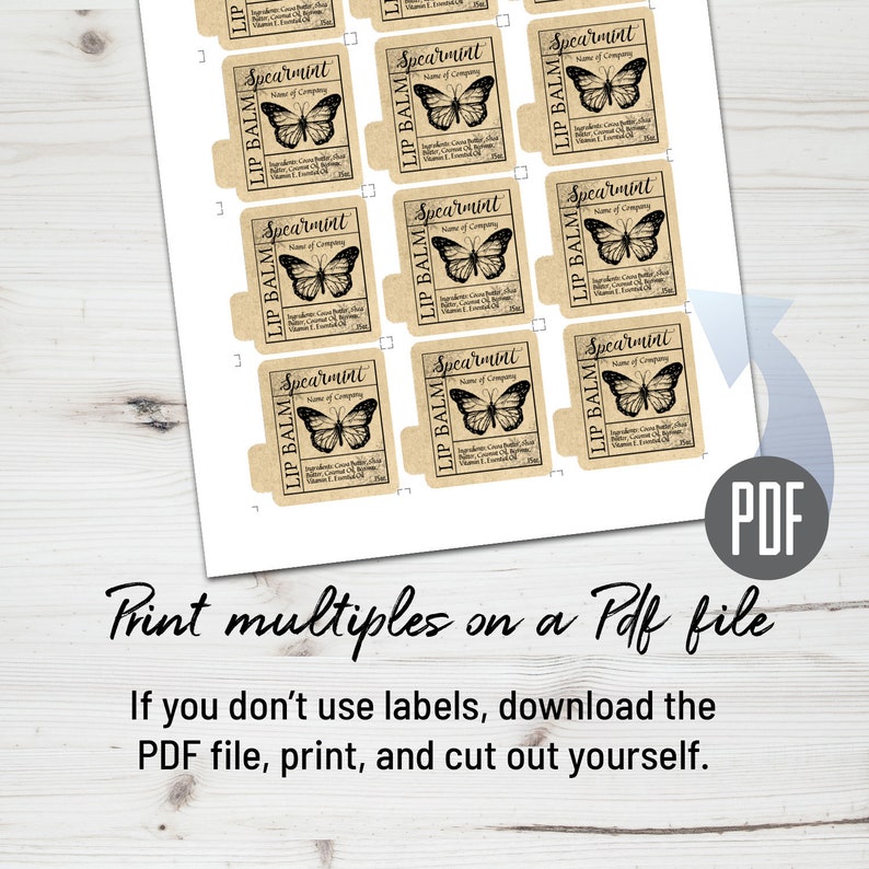 then Download /& Print Personalize Lip Balm Label Butterfly on Kraft Paper Design Customize in Corjl Edit Chapstick Label.