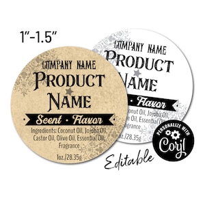 Mini 1"-1.5" Editable Circle Label. Sticker Template. Country Store Design. Customize Online, Download & Print. Labels for Jars, Bottles. CS