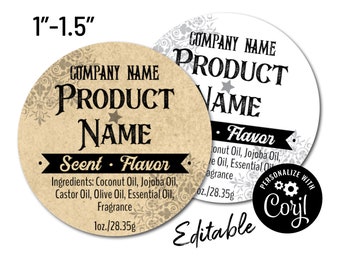 Mini 1"-1.5" Editable Circle Label. Sticker Template. Country Store Design. Customize Online, Download & Print. Labels for Jars, Bottles. CS