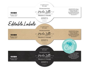 Wrap Around Labels for Soap, Candles, Jars, Bottles. Editable Template. Personalize Online, Download and Print. OL1103 Sticker. Soap Labels.