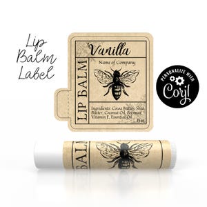 Lip Balm Label Honey Bee on Kraft Paper Design. Editable Template. Personalize, Customize in Corjl, then Download & Print. Chapstick Label.