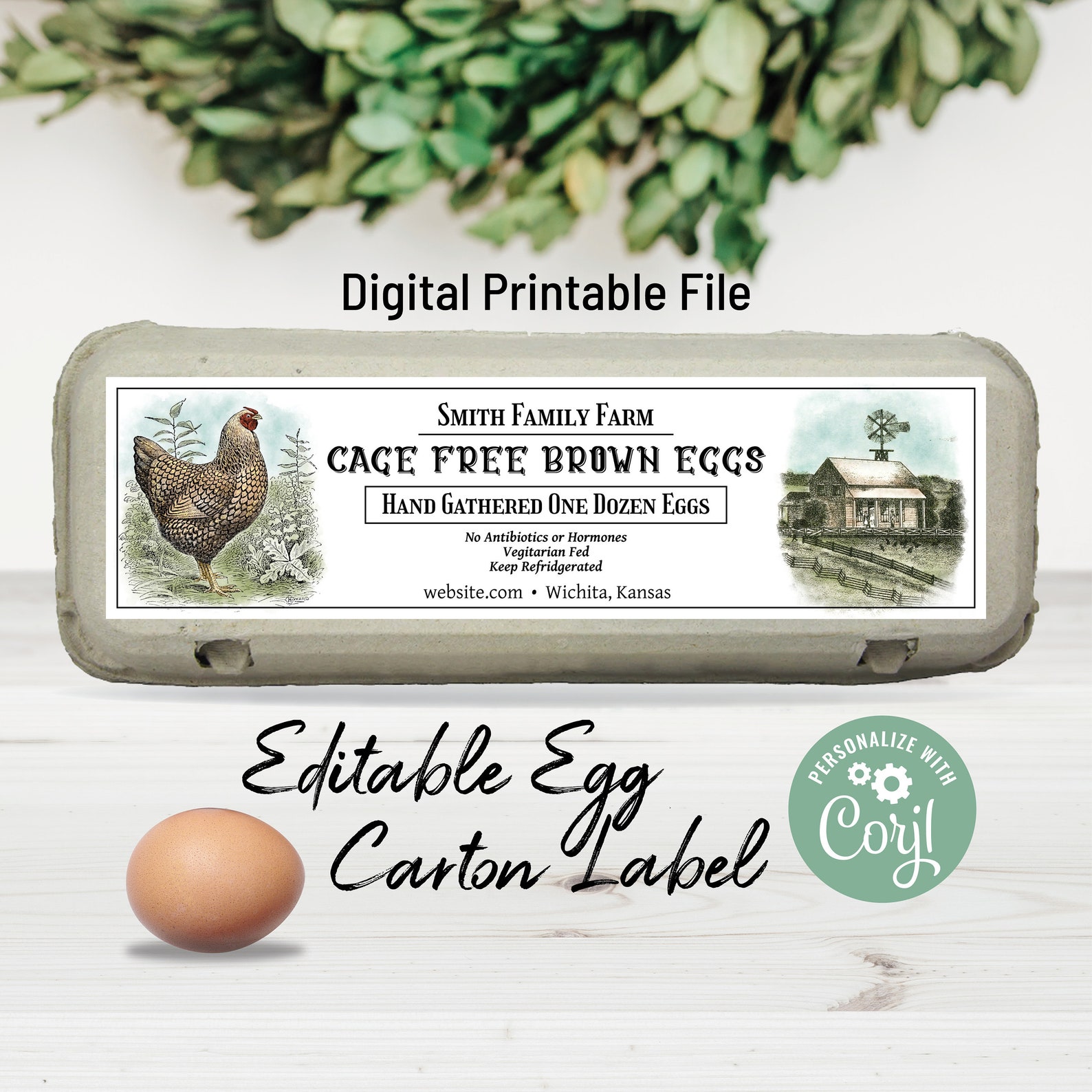 Editable Egg Carton Label. Digital Egg Carton Template. Custom Etsy