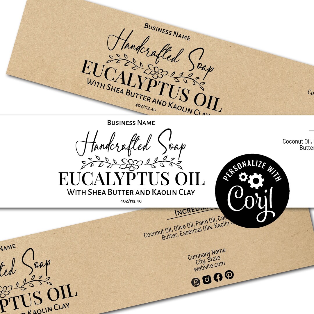 Soap Labels With Floral Vine. Editable Soap Template. Printable Custom