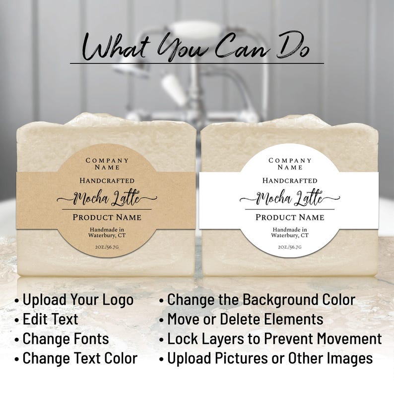 Wrap Around Labels for Soap, Candles, Jars, Bottles. Editable Template. Personalize Online, Download and Print. OL1103 Sticker. Soap Labels. image 3