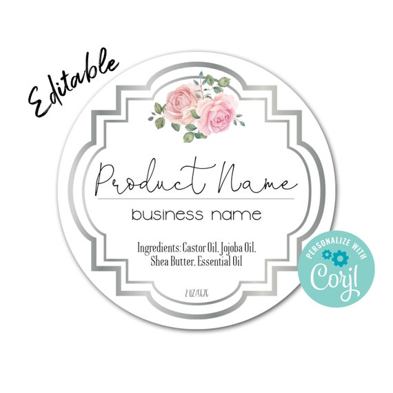 Editable Product Label Floral Elegance. Personalize | Etsy