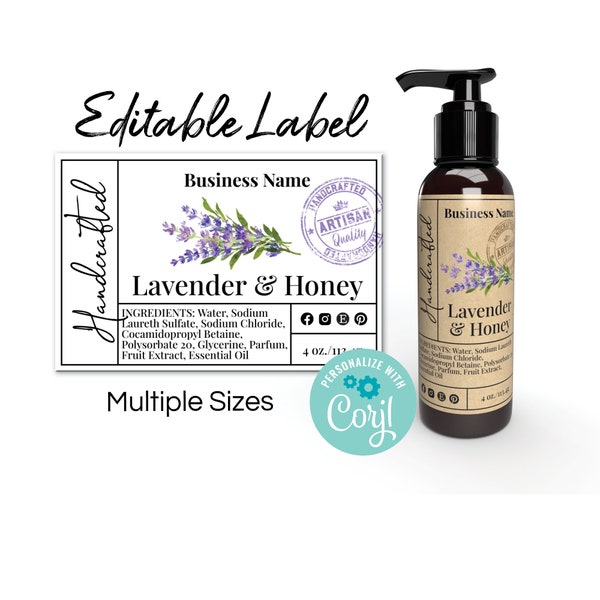 Product Labels- Garden Stamp Template Labels for Jars, Liquid Hand Soap, Candles, Bottles, Homemade Packaging. Edit Online, Download & Print