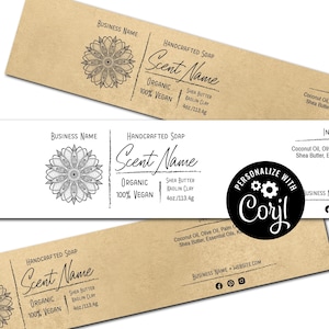 Editable Soap Label Template - Mandala Soap Label Design. Printable Custom Soap Labels. Personalize w/ Corjl Online. Download & Print.