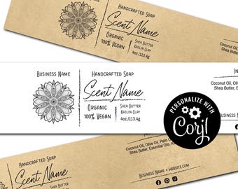 Editable Soap Label Template - Mandala Soap Label Design. Printable Custom Soap Labels. Personalize w/ Corjl Online. Download & Print.