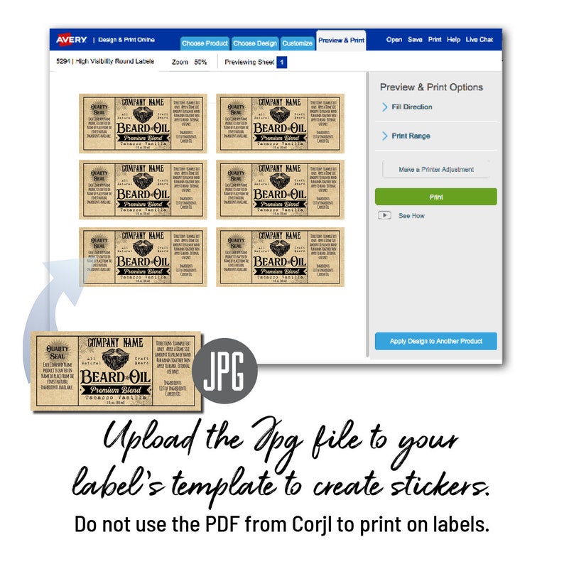 beard oil bottle label template customize w corjl online