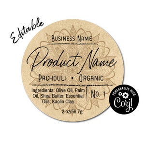 Mandala Custom Label - Circle Template. Sticker Labels for Jars, Candles, Homemade. Edit Product Label Template Online. Download & Print.