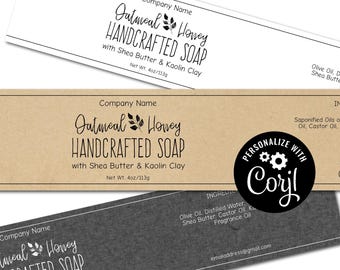 Natural & Sophisticated Soap Label Template. Custom Wrap Around Label for Product Packaging. Soap Band Label Edit Online, Download and Print