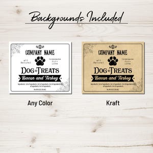 犬・猫用おやつラベルテンプレート、ペット用品のデジタルカスタムステッカー、カスタマイズ、ダウンロード＆印刷。瓶、袋、ポーチ用の包装ラベル 画像 5