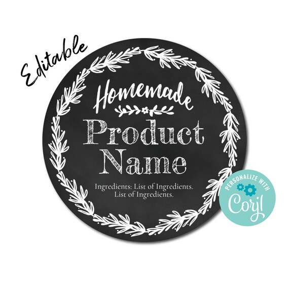 Round Chalkboard Label Customizable Packaging Design for Etsy