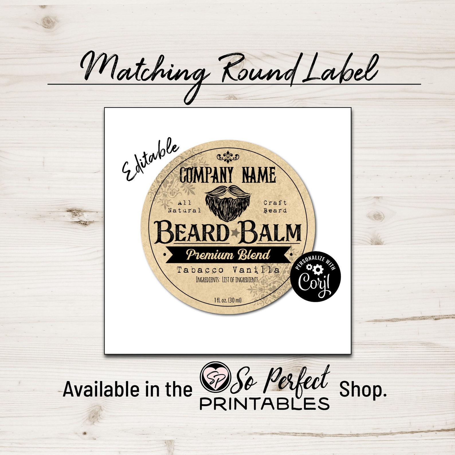 beard oil bottle label template customize w corjl online etsy