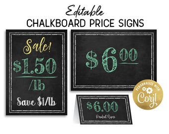 Price List Template, Custom Chalkboard Small Business Price Sign 4x6" & 5x7". Retail Table Signs for Farmer's Market, Arts and Crafts Show