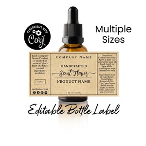 Editable Bottle Label Template, Simply Natural. Dropper Spray Bottles. Customize Online, Download & Print. Editable Printable Labels. 1 2 Oz