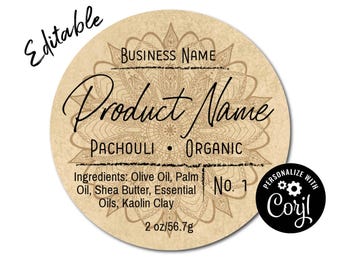 Mandala Custom Label - Circle Template. Sticker Labels for Jars, Candles, Homemade. Edit Product Label Template Online. Download & Print.