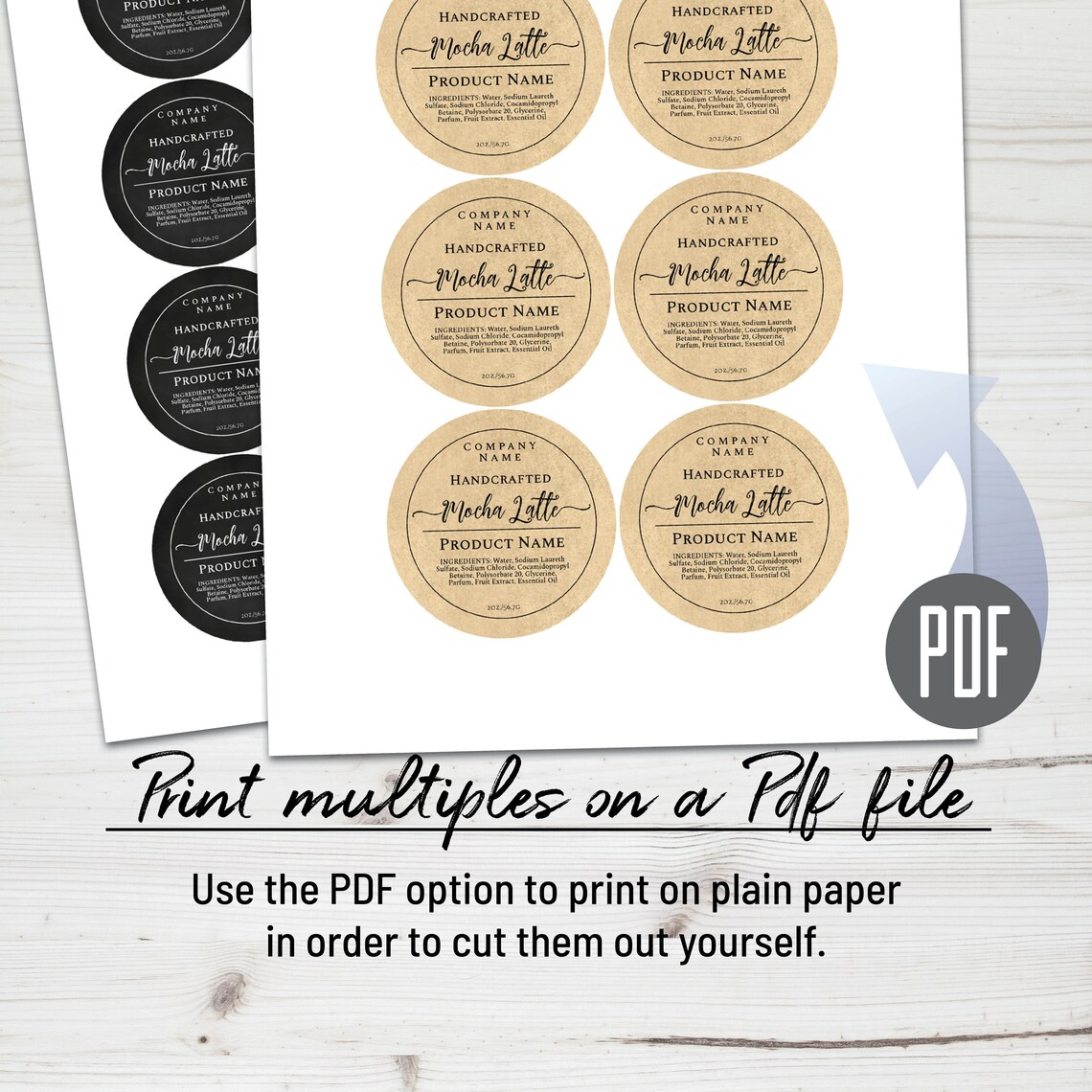 Editable Circle Label. Simply Natural Sticker Template. | Etsy