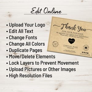 Business Thank You For Your Order Card Template. Postcard + Business Card Size. Personalized Purchase Insert Cards, Simply Natural Design. image 3