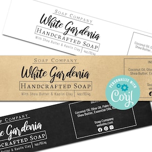 Soap Labels - Clean and Simple Design. Editable Label Template. Printable Custom Wrap Around Label. Personalize Online, Download and Print.