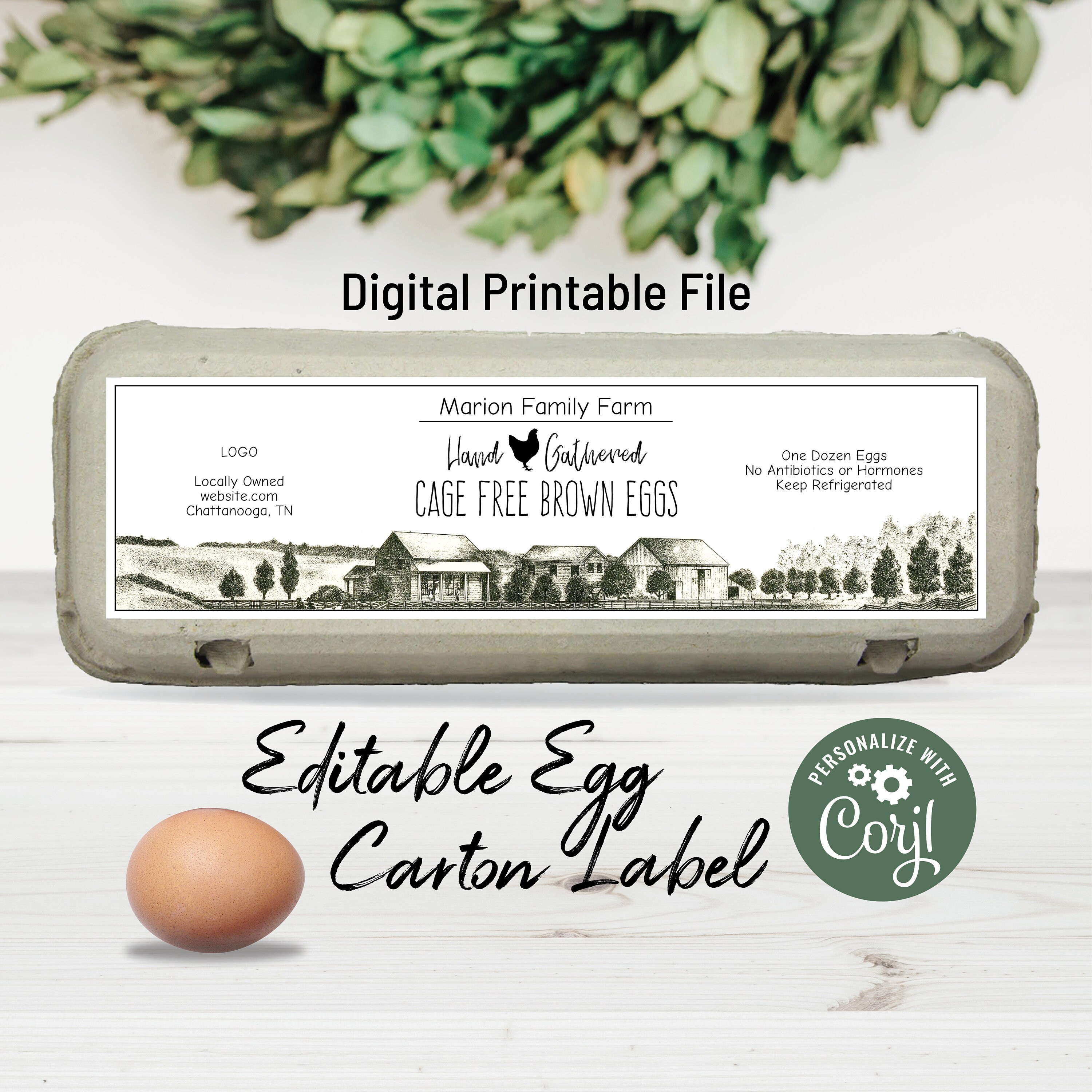 Editable Egg Carton Label. Digital Egg Carton Template. Natural and  Sophisticated Design Sticker Label. Personalize Online, Download & Print In Egg Carton Labels Template