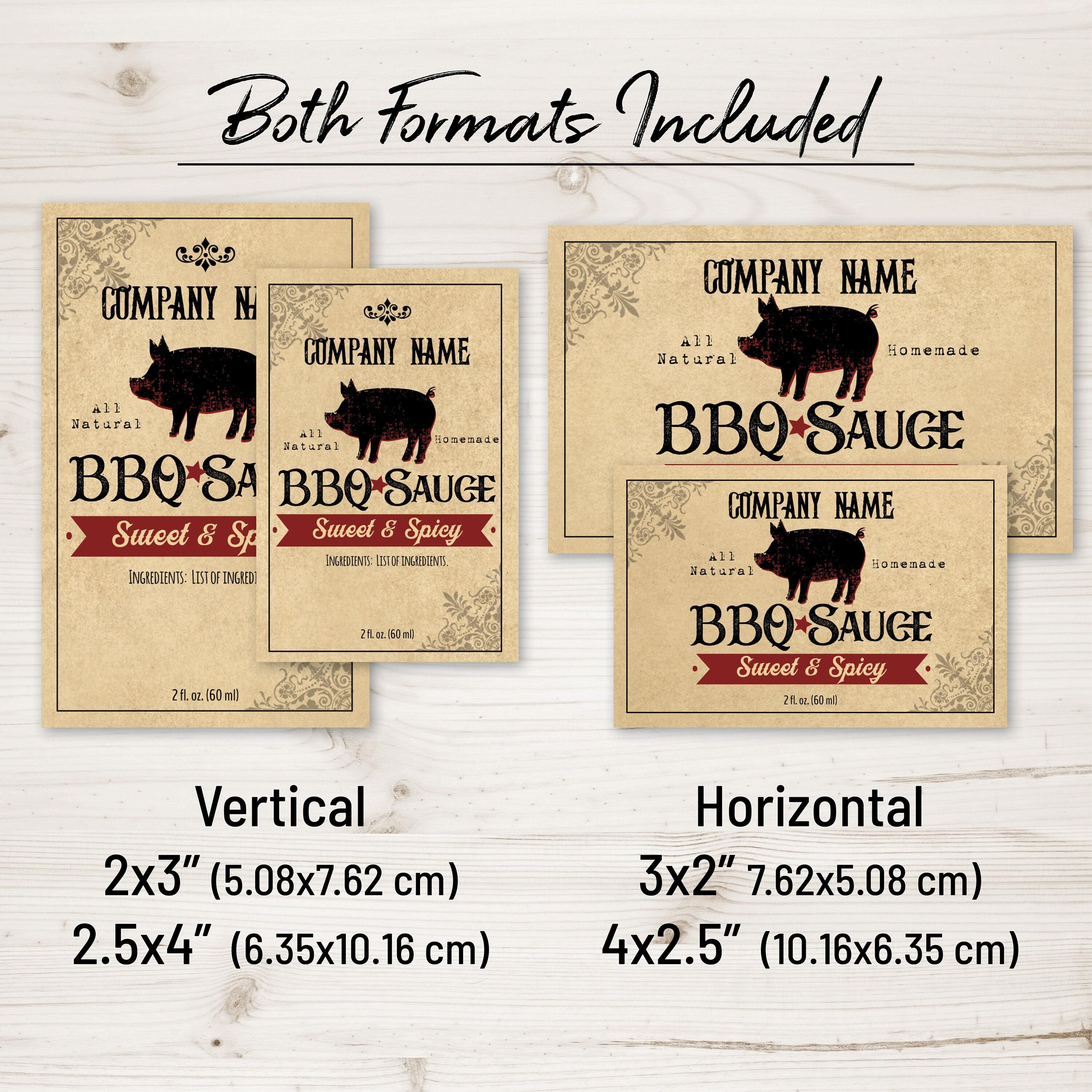 BBQ Sauce Label With Pig. Label Template. 2x3