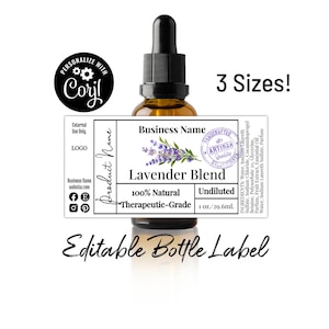 Editable Dropper Spray Bottle Label Template, Garden Stamp. For Room Sprays, Essential Oils, Tinctures and Serums. Download, Print. 1-4 Oz.