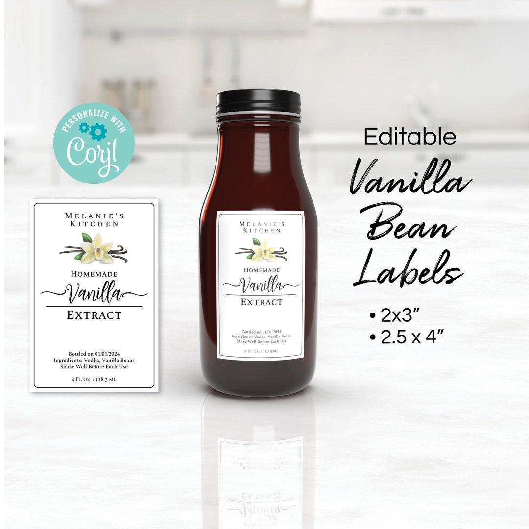 Homemade Vanilla Extract Food Label
