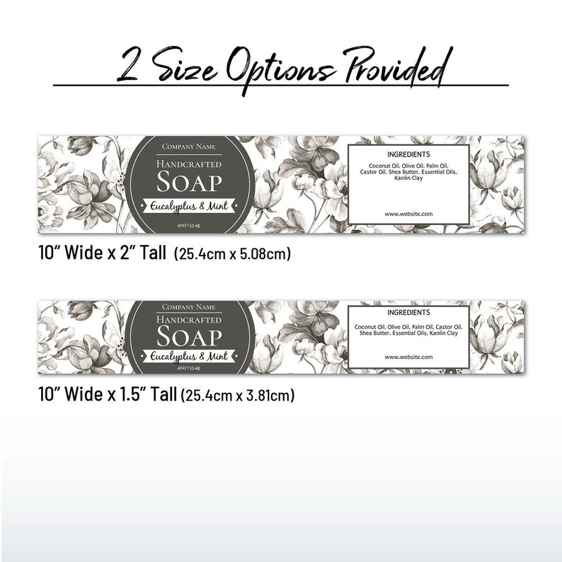Soap Label - Etched Flowers Editable Soap Template. Cigar Band Soap Packaging. Wrap Around Labels. Personalize Online, Download & Print. image 8