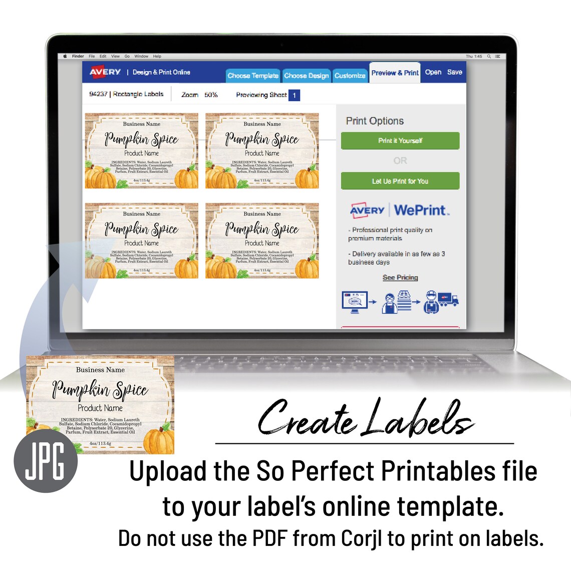 Pumpkin Label Editable Template. Customize Online. Download &amp; | Etsy