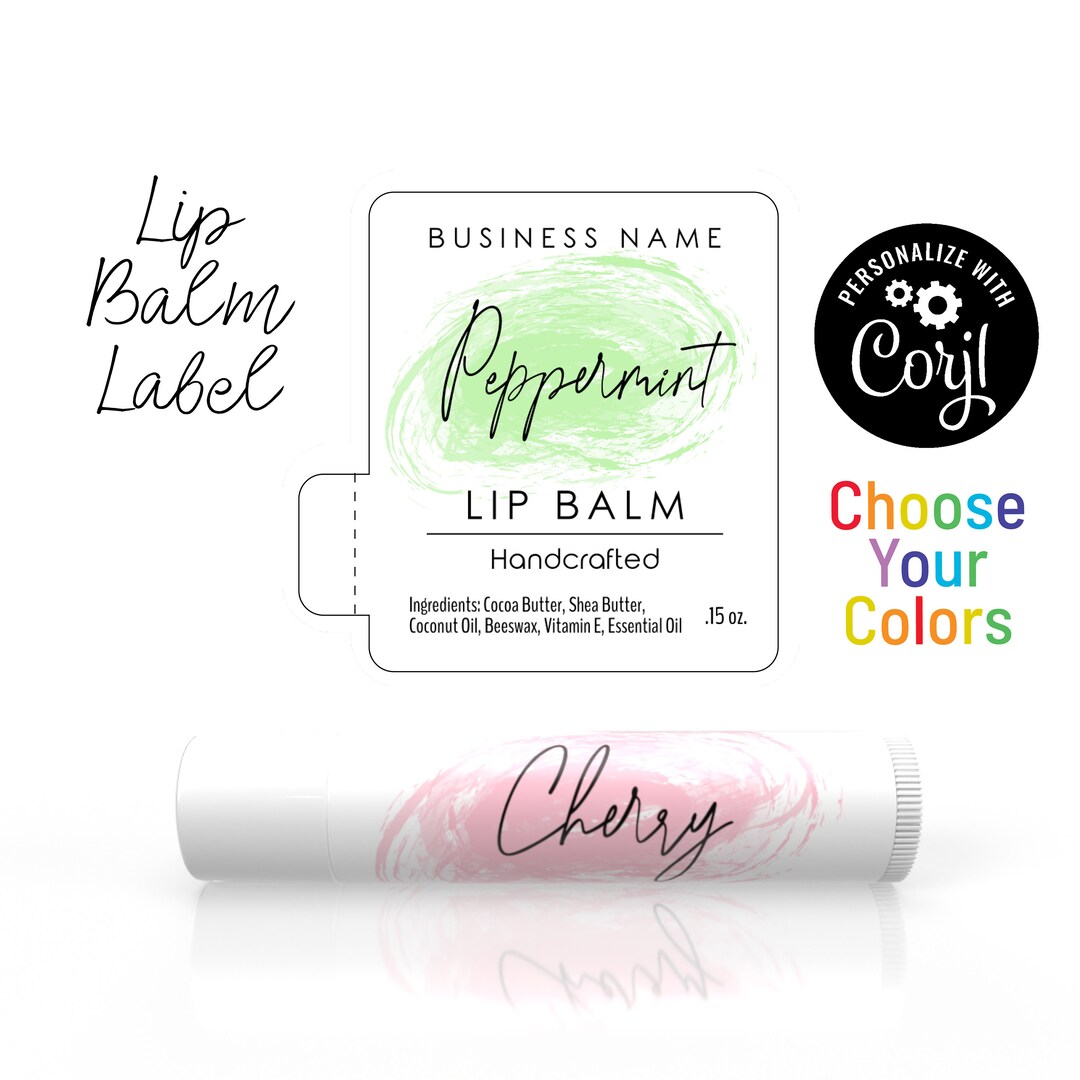 Colorful Lip Balm Label Template. Choose Your Colors. Personalize ...