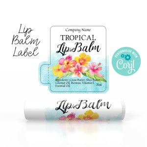 Lip Balm Label Template, Hawaiian Tropical Beach. DIY Editable Chapstick, Lip Gloss, Lipstick Label. Personalize Online, Download & Print.