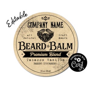 Editable Beard Balm Label Template. Shaving Soap Label. Customize Product Label Online. Download & Print. Labels for Jars, Bottle, and Tins.