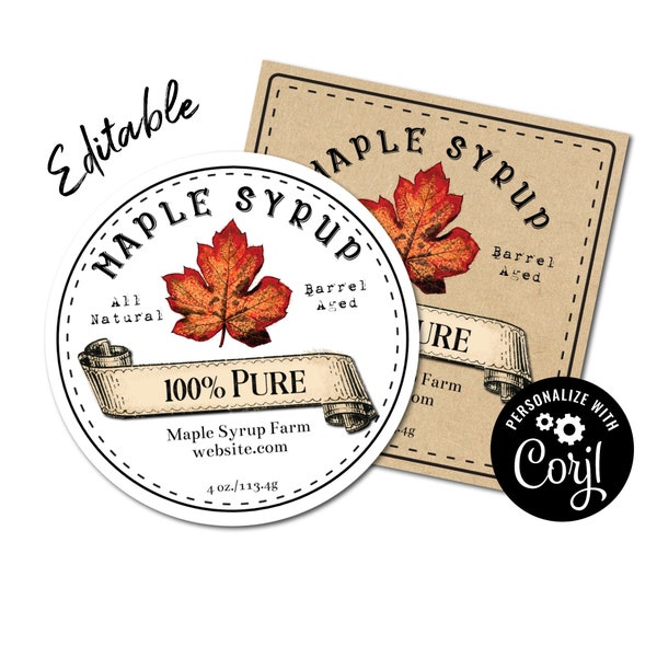 Maple Leaf Labels. Editable Circle Label. Customize Product Label Template Online. Download & Print. Round Leaf Labels for Jars, Candles.