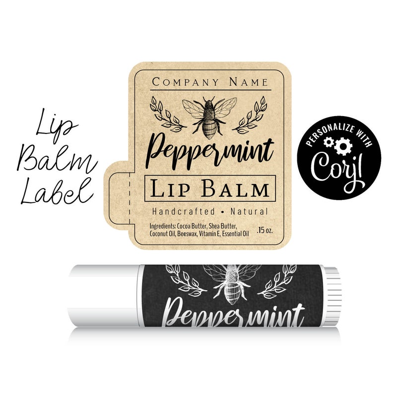 Editable Lip Balm Label Clean and Simple Design with Bee. Etsy