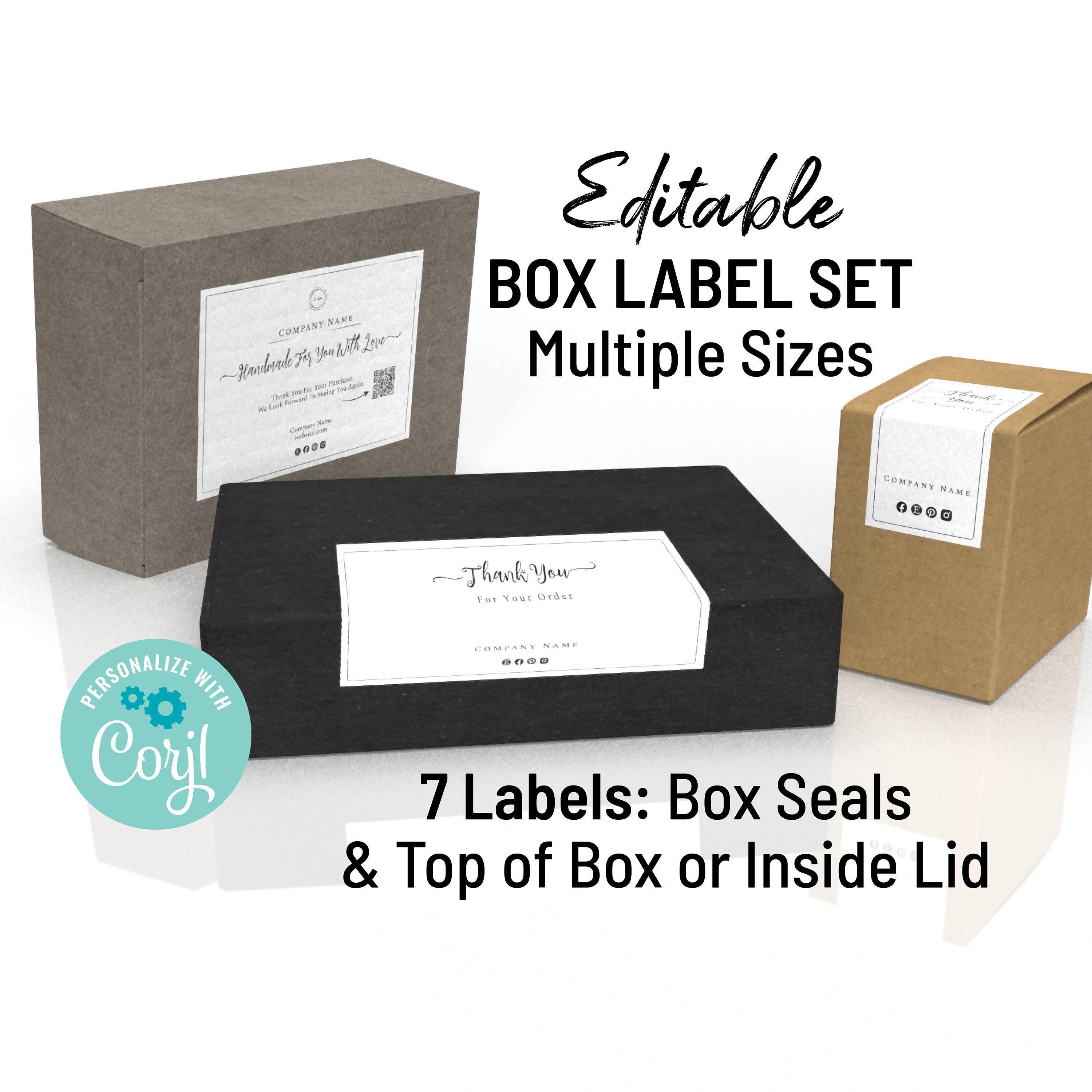 Editable Box Seal Sticker Label Template Set. Custom Label for Boxes ...