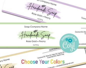 Soap Label Template, Choose Your Colors. Colorful Paint Swash Design. Soap Label Packaging. Wrap Around Labels. Edit, Download & Print.