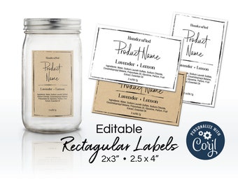 Product Label Template for Jars, Candles, Wax Melt, Food. Printable Handmade Packaging. Custom Kraft Label Edit Online & Download. 2x3 2.5x4