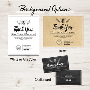 Thank You Order Insert Card and Business Card Template Set. Clean & Simple Kraft, Chalkboard Honey Bee Design. Edit Online, Download, Print. image 5