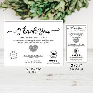 Business Thank You For Your Order Card Template. Postcard + Business Card Size. Personalized Purchase Insert Cards, Simply Natural Design. image 5