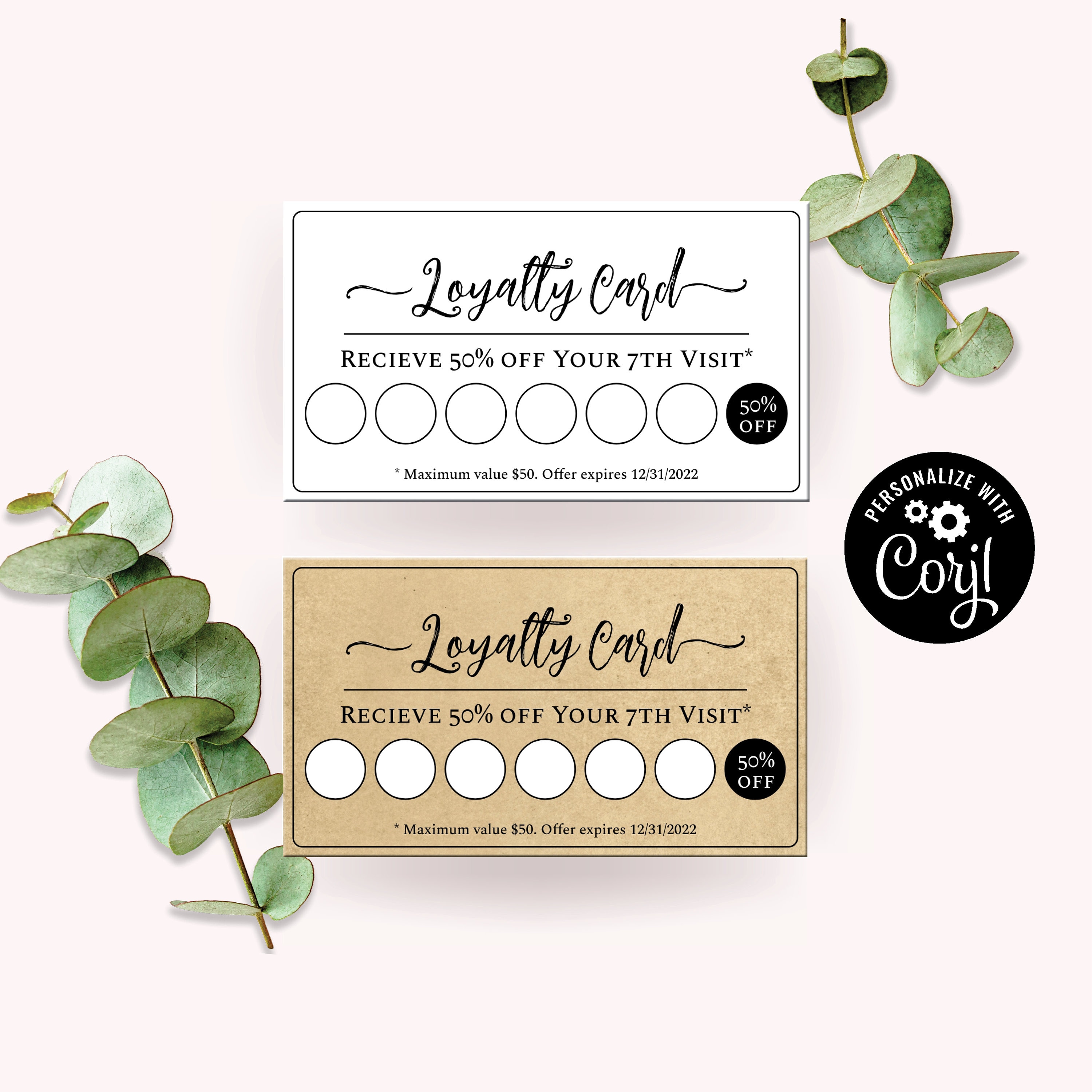 Loyalty Card Template. Simply Natural Printable Custom Small - Etsy Canada